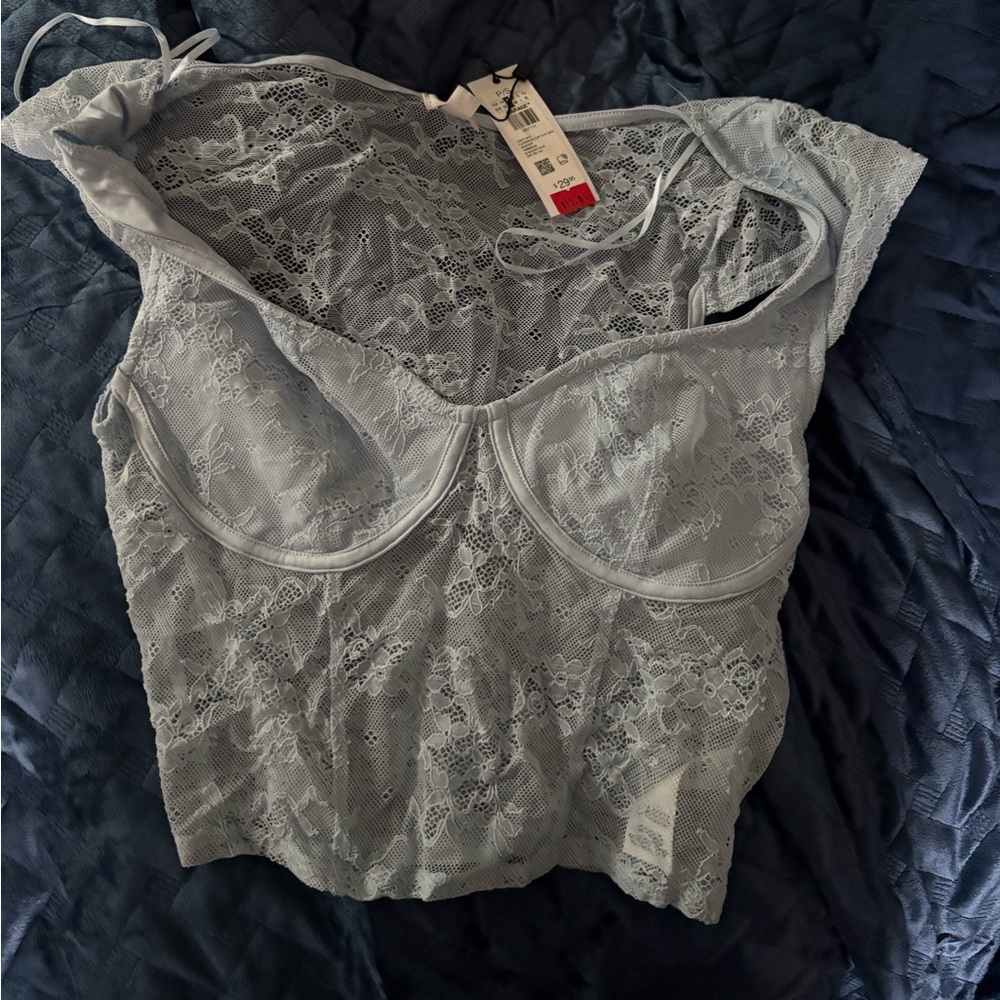 Blue lace garage top size small brand new